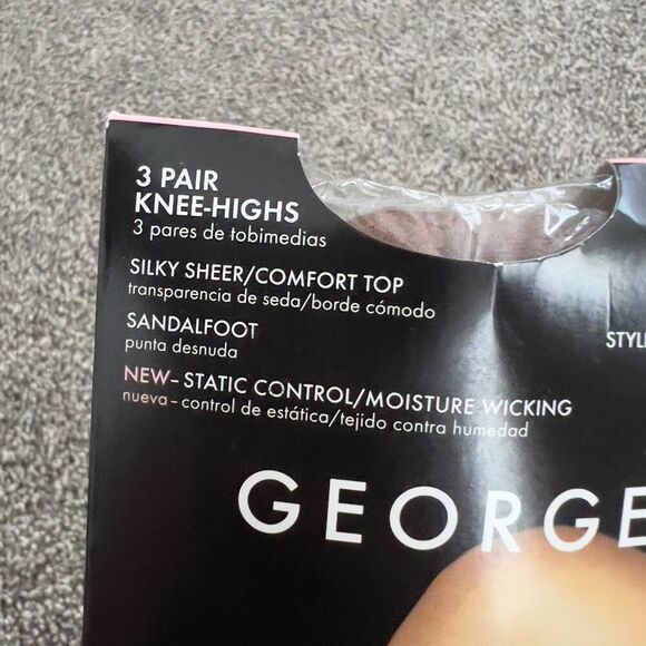 NEW George Silky Sheer Knee-Highs, 3 Pair Pack - Picture 3 of 5